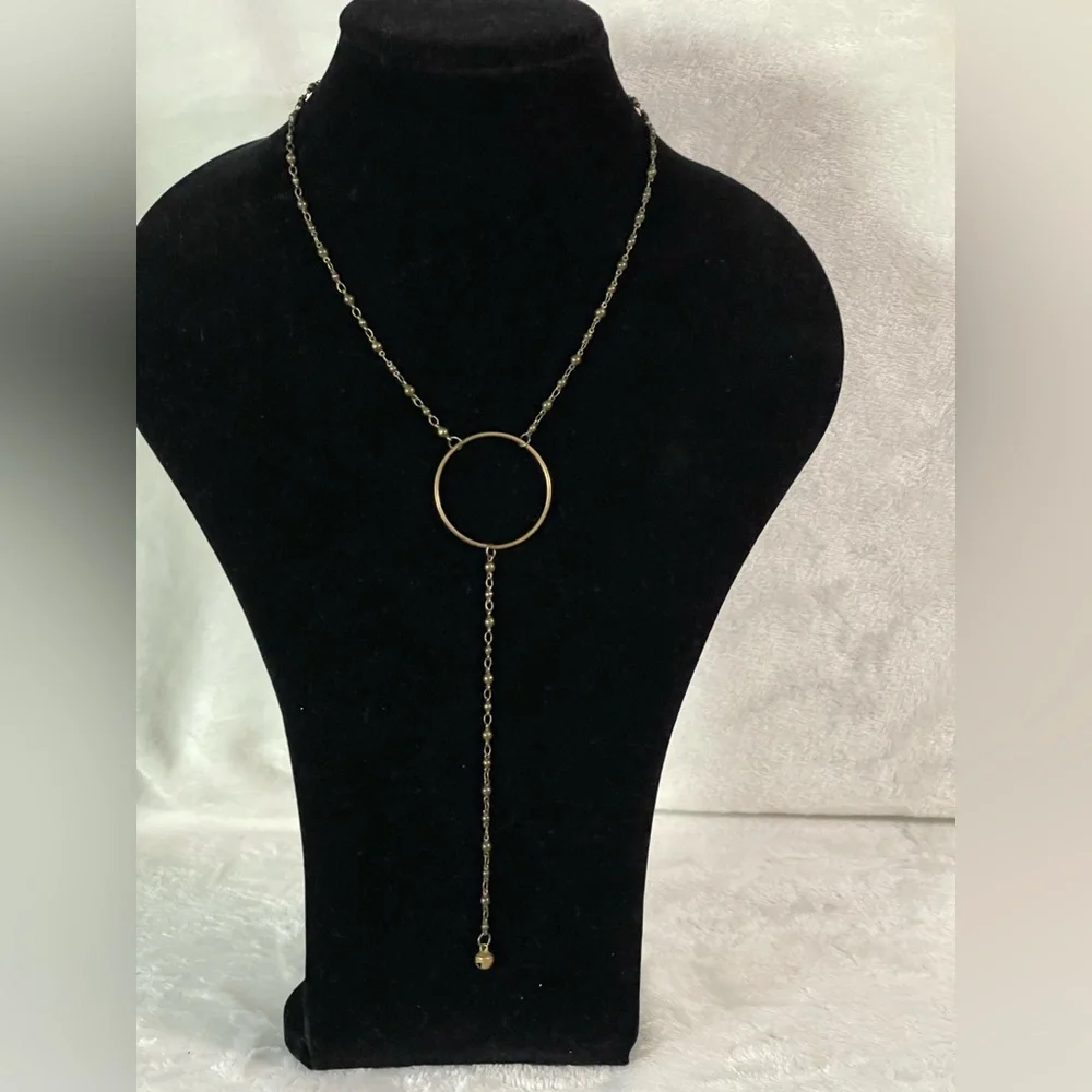 Vintage Mary Garrett Lariat circle brass necklace - Picture 2 of 7